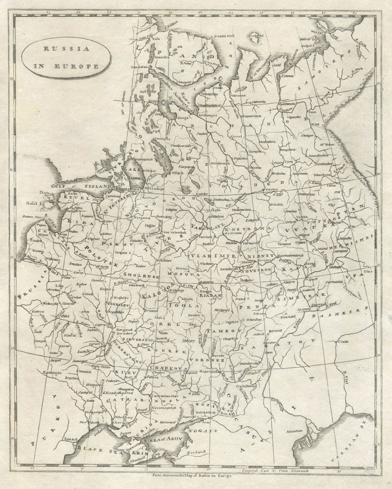 Russia in Europe by Arrowsmith & Lewis. Ukraine & Baltic States 1812 old map